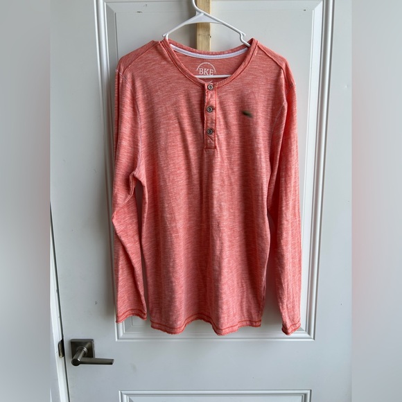 BKE Tops - BKE Orange Striped Henley Top